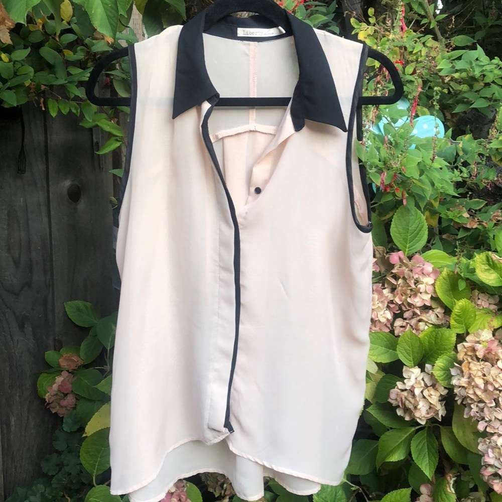 NWOT! Nude sheer color short sleeve button up.